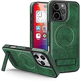 Lunivop for iPhone 16 Pro Max Case 2024 [Compatible with Magsafe ] Wireless Charging PU Leather Stand Magnetic Kickstand Rugged Protection for iPhone 16 ProMax 6.9 '' Phone Cases Best Green