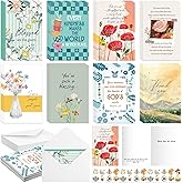 Humyoun 24 Pack Religious Thank You Card for Minister Christian Ministry Appreciation Greeting Card with Scripture 24 Envelopes Stickers for Pastor Church Volunteers Baptism(Watercolor)