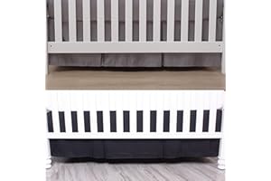 Belsden 2 Pack Crib Skirts with Durable Woven Platform, 2 Colors for Baby Boys, Split Corners Crib Dust Ruffle for Easy Placement, 14 inches (36cm) Length Drop, Grey & Black