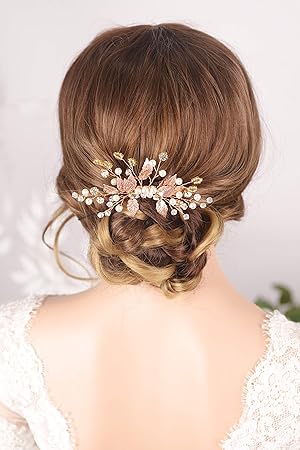 Kercisbeauty Wedding Leaf Rhinestones Crystal Hair Comb For Bride