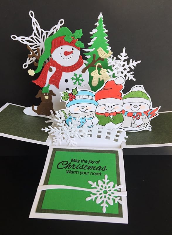 3D Christmas pop up box card snowman pop up