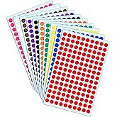 3000 Pack, 0.375" Round Colored Dot Stickers Labels - 10 Colors