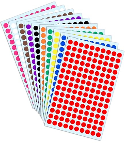 9 Rolls Colored Dot Stickers - 1 Inch Circle Labels For Pricing, Organizing, Home, School & Shop (500 Per Roll)