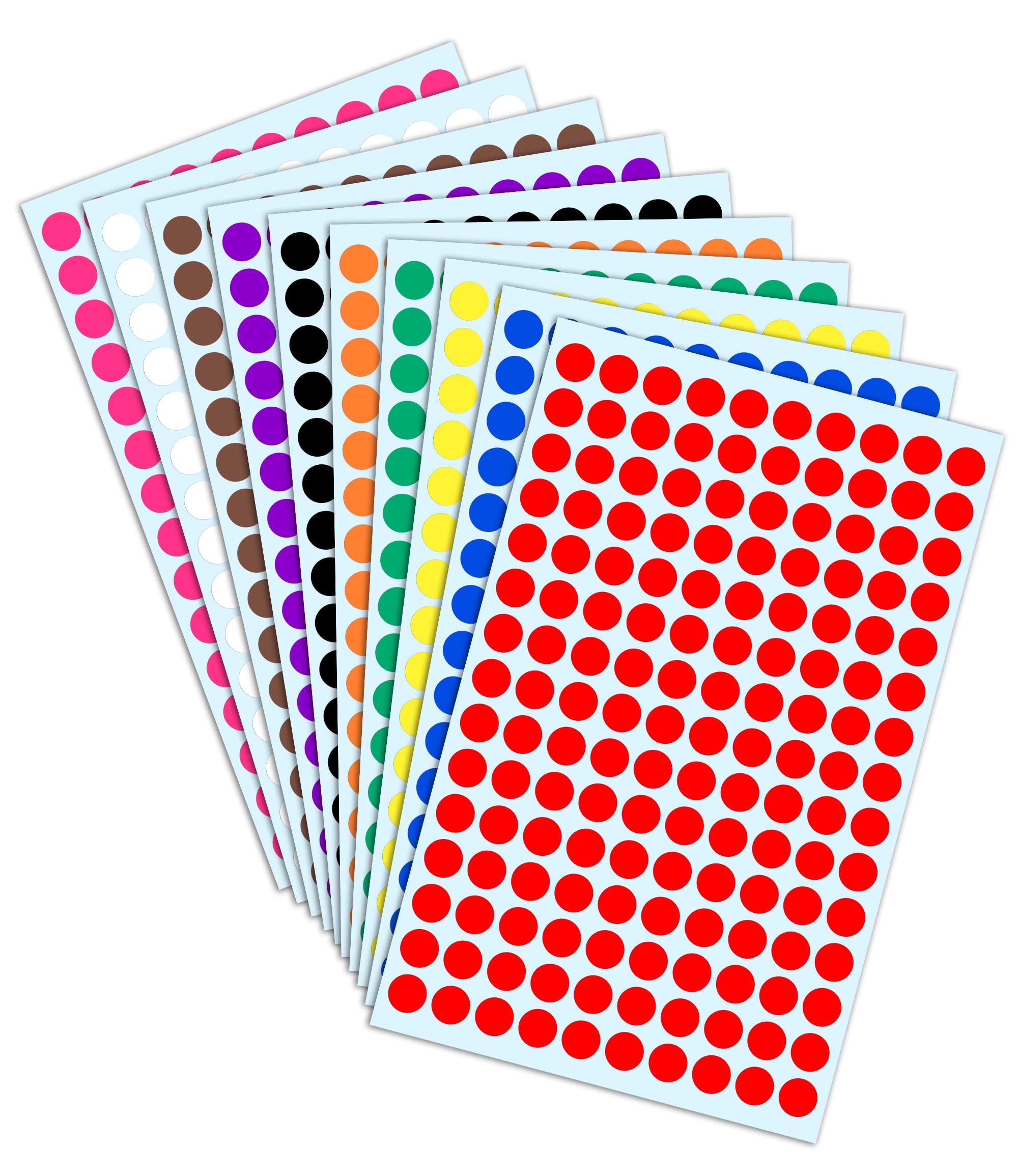 3000 Pack - 10mm Coloured Dot Stickers Sticky Labels - 10 Colours