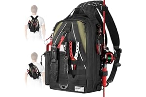 Ghosthorn Fishing Backpack Tackle Sling Bag-Backpack with Rod Holder- Lightweight Tackle Box Fly Fishing Gifts for Men Women