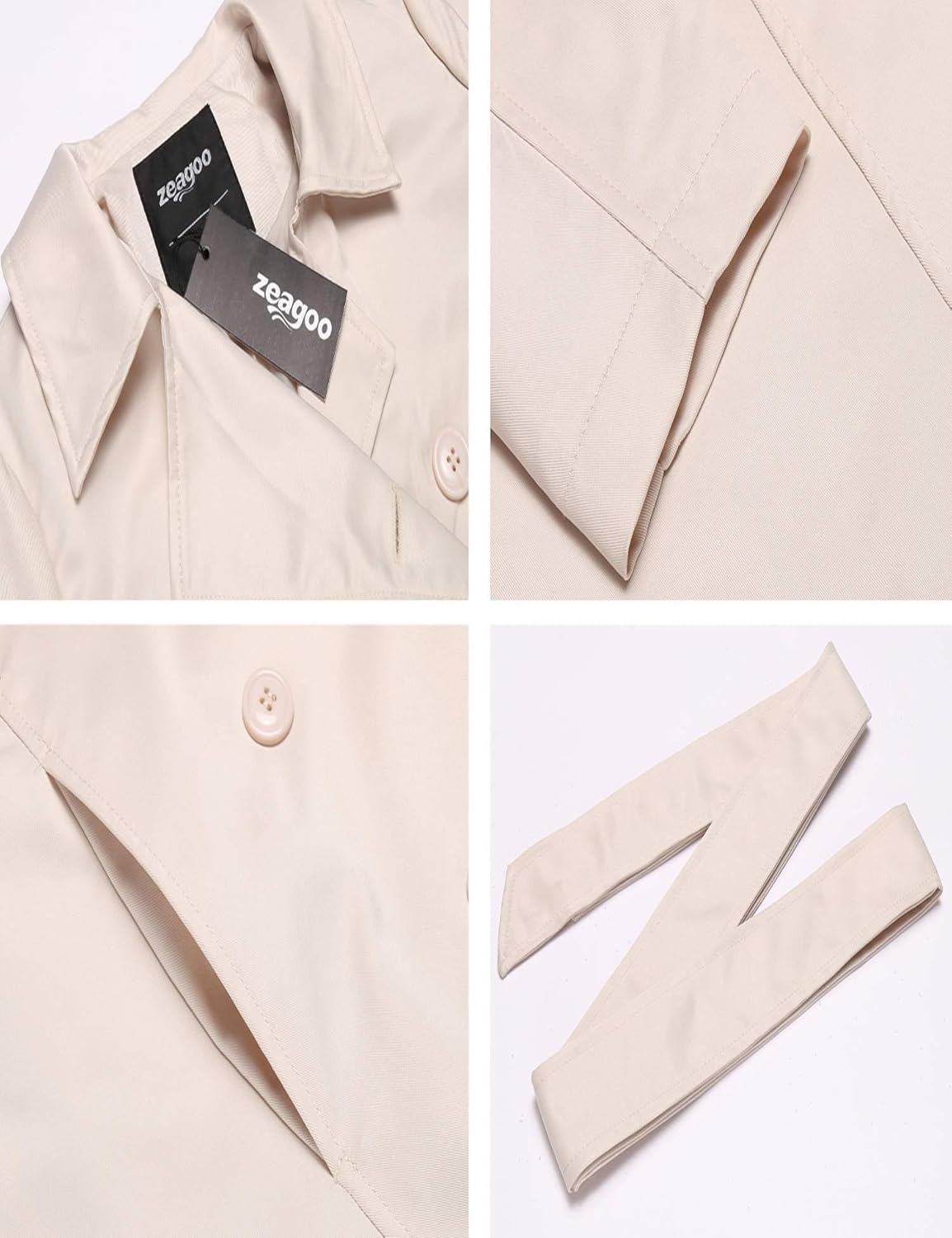 Zeagoo Women's Trench Coats Double-Breasted Long Coat with Belt: Clothing