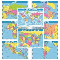 Educational Placemats for Kids Set of 8 World Map Placemat Non