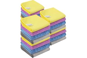 DRKLEAN Home Microfiber Cleaning Set, Premium Microfiber Cleaning Cloth, 12x12 inches,Household Cleaning Tools & Supplies for Dusting, Bathroom, Kitchen, Glass, Cars, Washable & Reusable,24 Piece Set