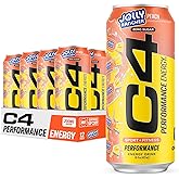 Cellucor C4 Performance Energy Drink | JOLLY RANCHER Peach | Zero Sugar Carbonated Preworkout Energy | 200mg Caffeine with Beta Alanine | 16 Fl Oz (12 Pack)