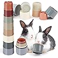 HIIMALEX 8-Pcs Bunny Toys Stacking Cups for Rabbit Foraging and Play Bunny Essential Toys Safe Plastic Accessories for Small 
