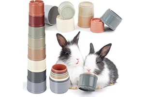 HIIMALEX 8-Pcs Bunny Toys Stacking Cups for Rabbit Foraging and Play Bunny Essential Toys Safe Plastic Accessories for Small Animals Rabbits