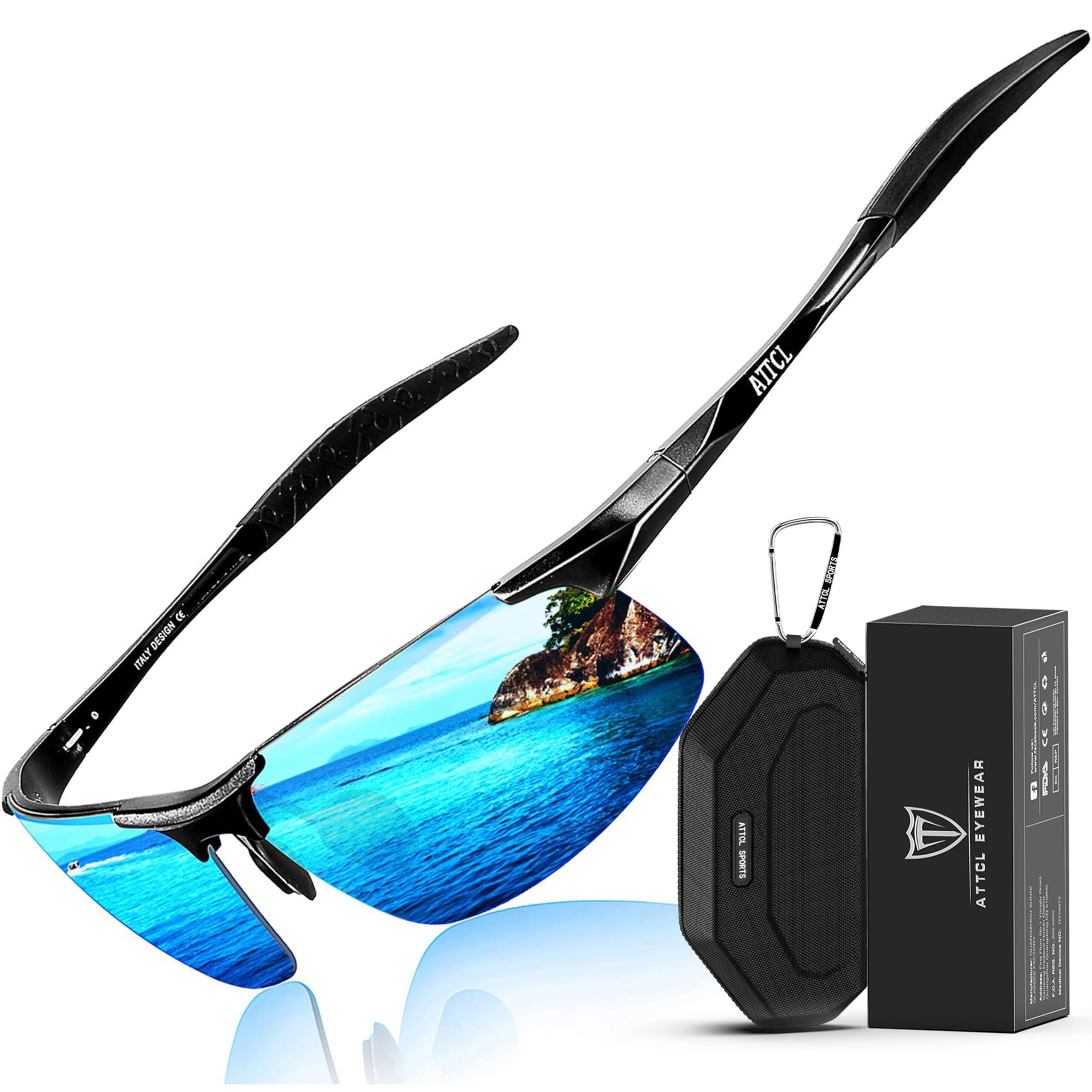 Photo 1 of *Major Damaged - Check clerk notes*
ATTCL Polarized Sunglasses for Men Sports: UV Protection Anti Glare Wrap Around Lightweight Metal Sun Glasses Driving Fishing Golf Running 8177 black-blue