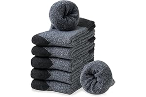 Josnown Thermal Wool Socks Mens 5 Pairs Thick Warm Winter Soft Cozy Hiking Boot Socks for Cold Weather, Size 7-12