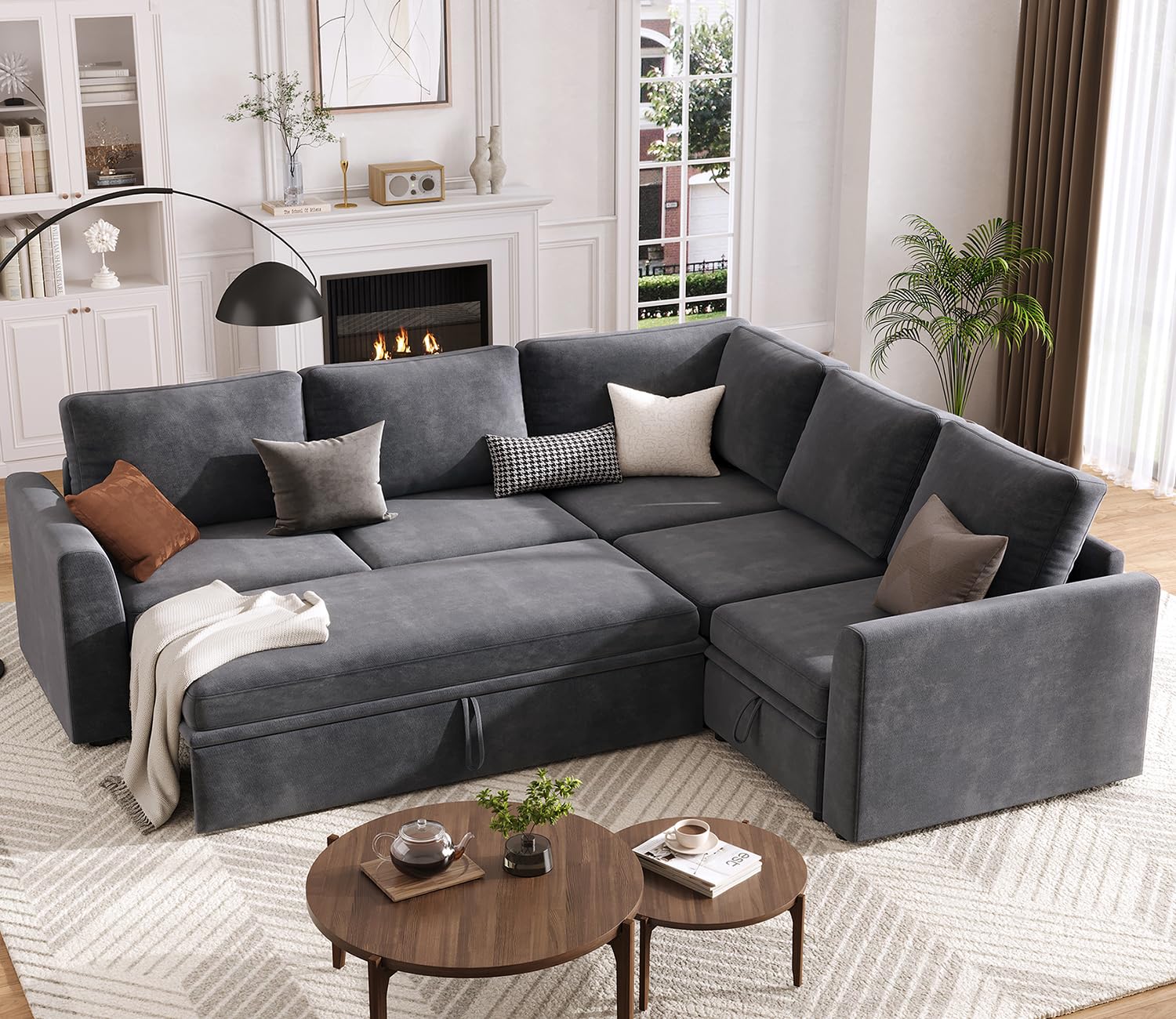 Photo 1 of ****************INCOMPLETE ITEM, MISSING THE OTTOMAN AND 1 CORNER SECTION OF COUCH***********
GarveeHome Sectional Sleeper Sofa with Pull Out Bed, Chenille Modular Sectional Sofa U Shaped Couch with Pull Out Couch and Storage Seat & Ottoman, Convertible C
