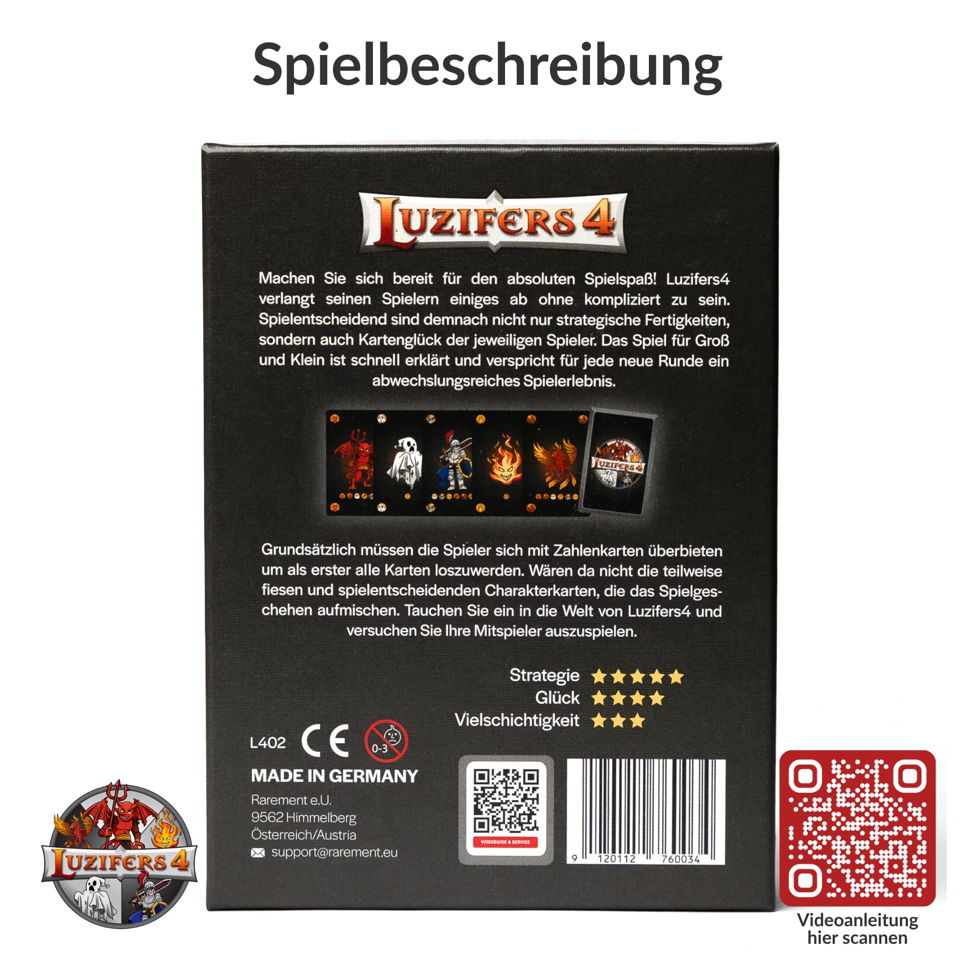 Luzifers4, Kartenspiel mit Teuflischem Spaß, Spiel für Erwachsene und Junge, Spieleabende mit Freunden oder Familie, für 2 bis 8 Spieler, Lustige Geschenk Idee, mit Videoanleitung 3
