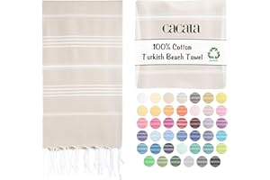 Cacala Lightweight and Thin Turkish Beach Towel 100% Cotton Sand-Free and Quick-Drying Goodness Perfect as an Extra Large Travel Towel, Beach Accessory, or Gift for Beach Lovers, 37 x 70