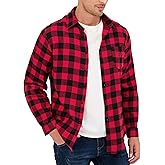 Yukiuiny Men's Long Sleeve Cotton Plaid Shirts Button Down Blouse
