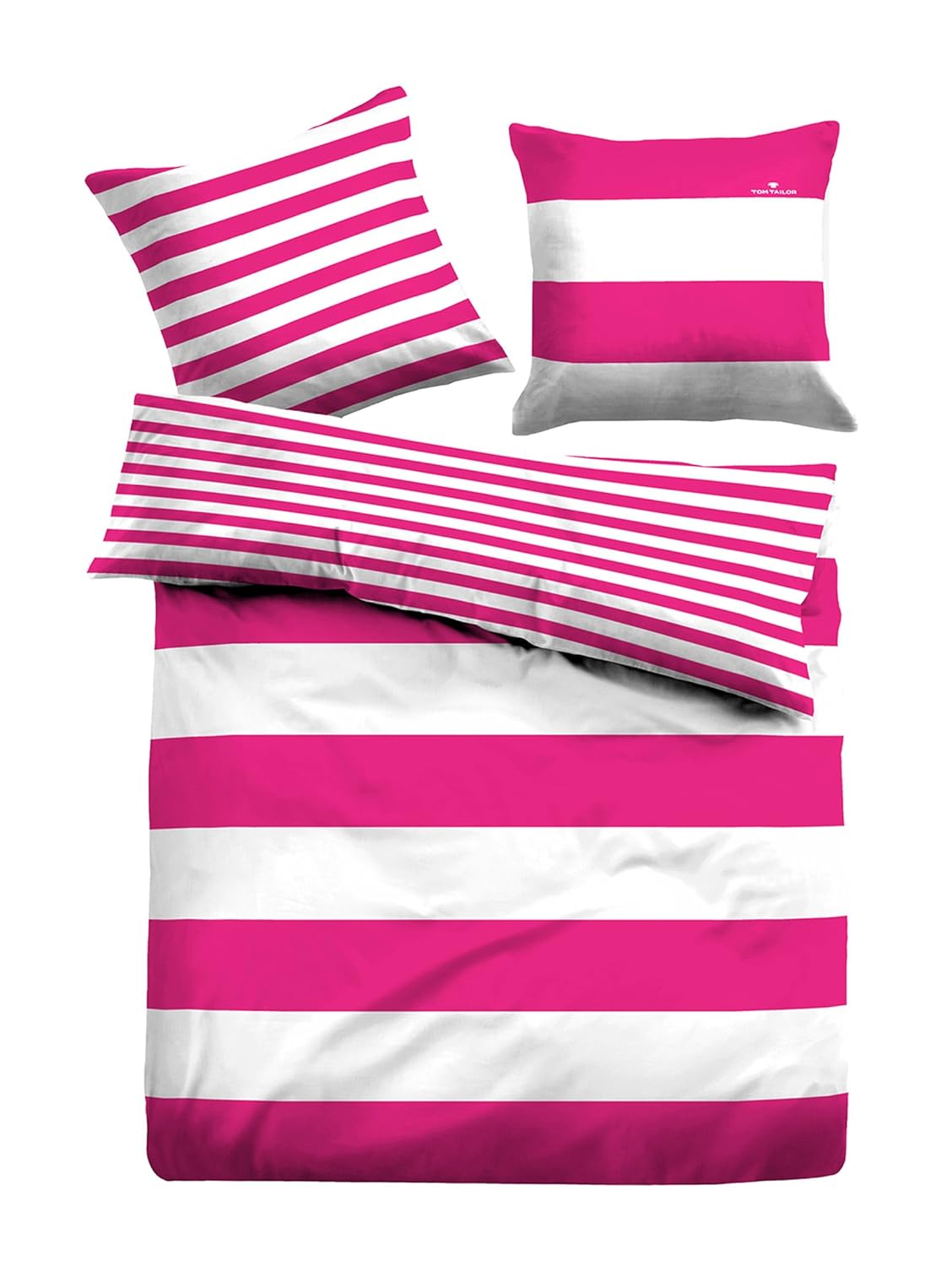 TOM TAILOR Wendebettw/äsche Casual Stripe 49769-841 1 Bettbezug 155 x 220 cm 1 Kissenbezug 80 x 80 cm