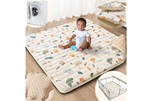 Beavtaens Baby Play Mat, 50x50 Playpen Mat with Super Soft Touch, Activity Mat with Upgraded Anti-Slip Bottom, Machine Washable Crawling Mat for Floor & Picnic(Boho Color Blocks)