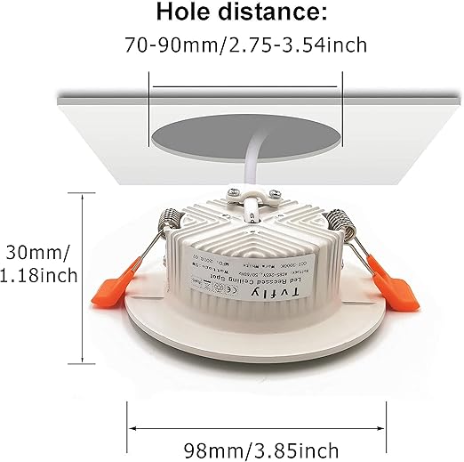 Foco LED Empotrable Redondo,3 x 5W,3000K Blanco Cálido, Regulable ...