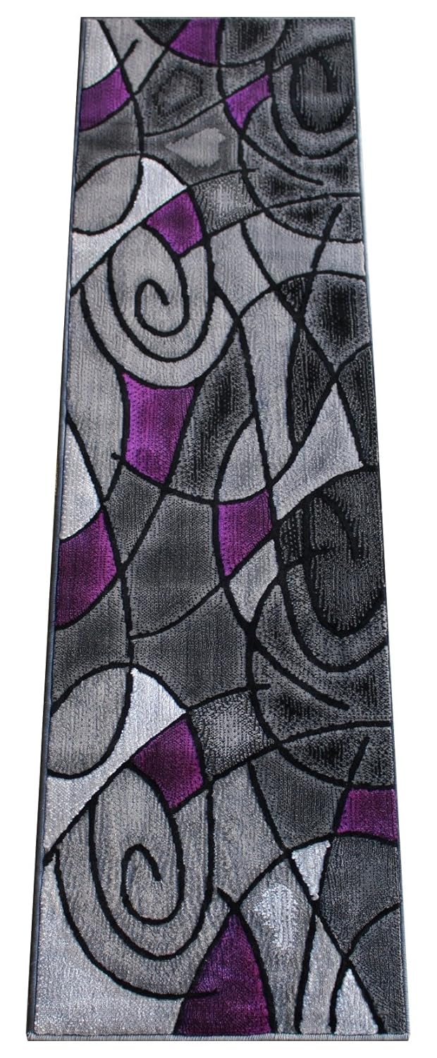 Masada Rugs, Modern Contemporary Runner Area Rug, Purple