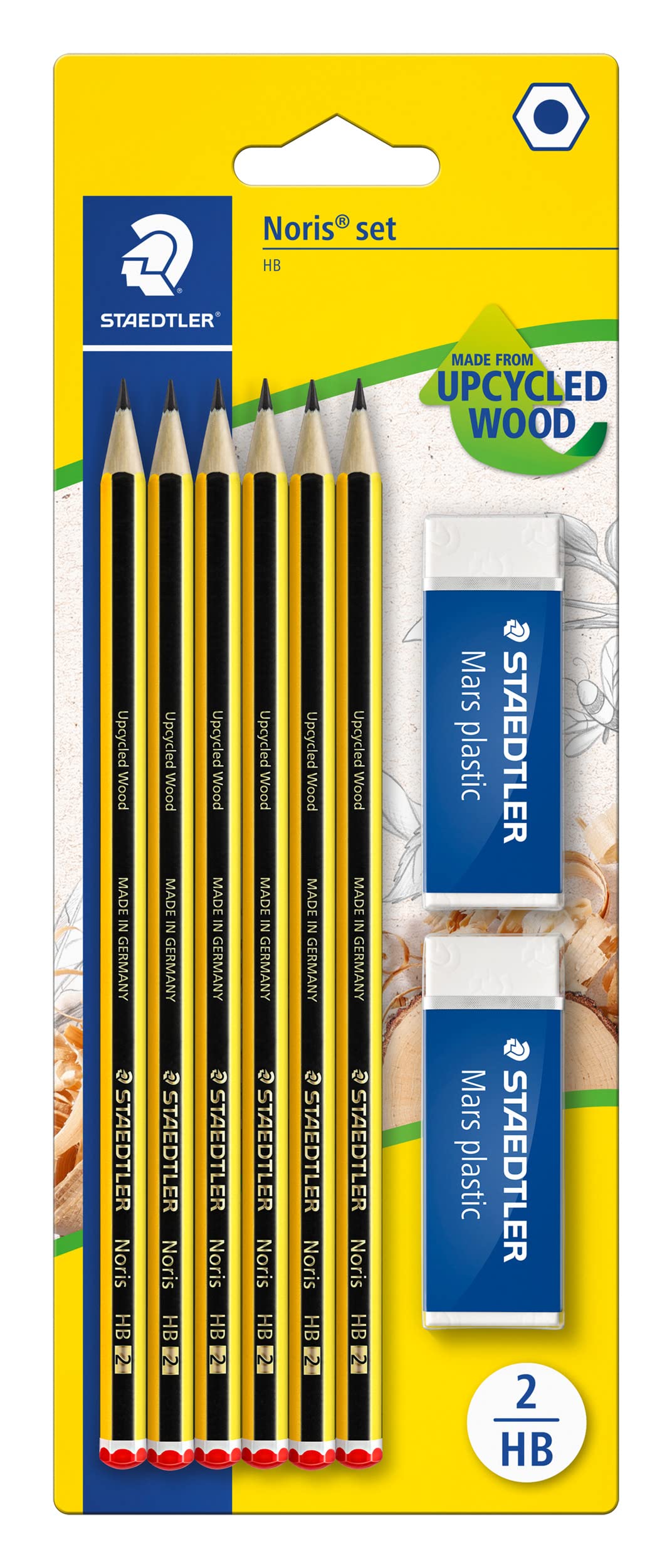 Staedtler 120 RBK6D Pencil HB Pack of 6 with 2 Erasers