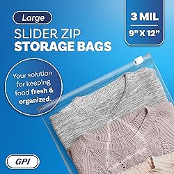 GPI - Slider Zip Food Storage Bags, 9" x 12" 3 Mil