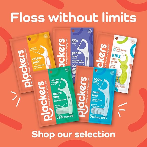 PLACKERS MICRO LINE DENTAL FLOSS PICKS, FOLD-OUT FLIPPICK, TUFFLOSS, EASY STORAGE WITH SURE-ZIP SEAL, FRESH MINT FLAVOR, 300 COUNT