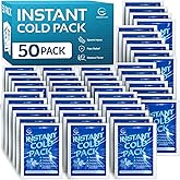 50 Pack Instant Ice Cold Pack (6” x 4.5”) - Disposable Instant Ice Packs for Injuries | Cold Compress Ice Pack for Pain Relief