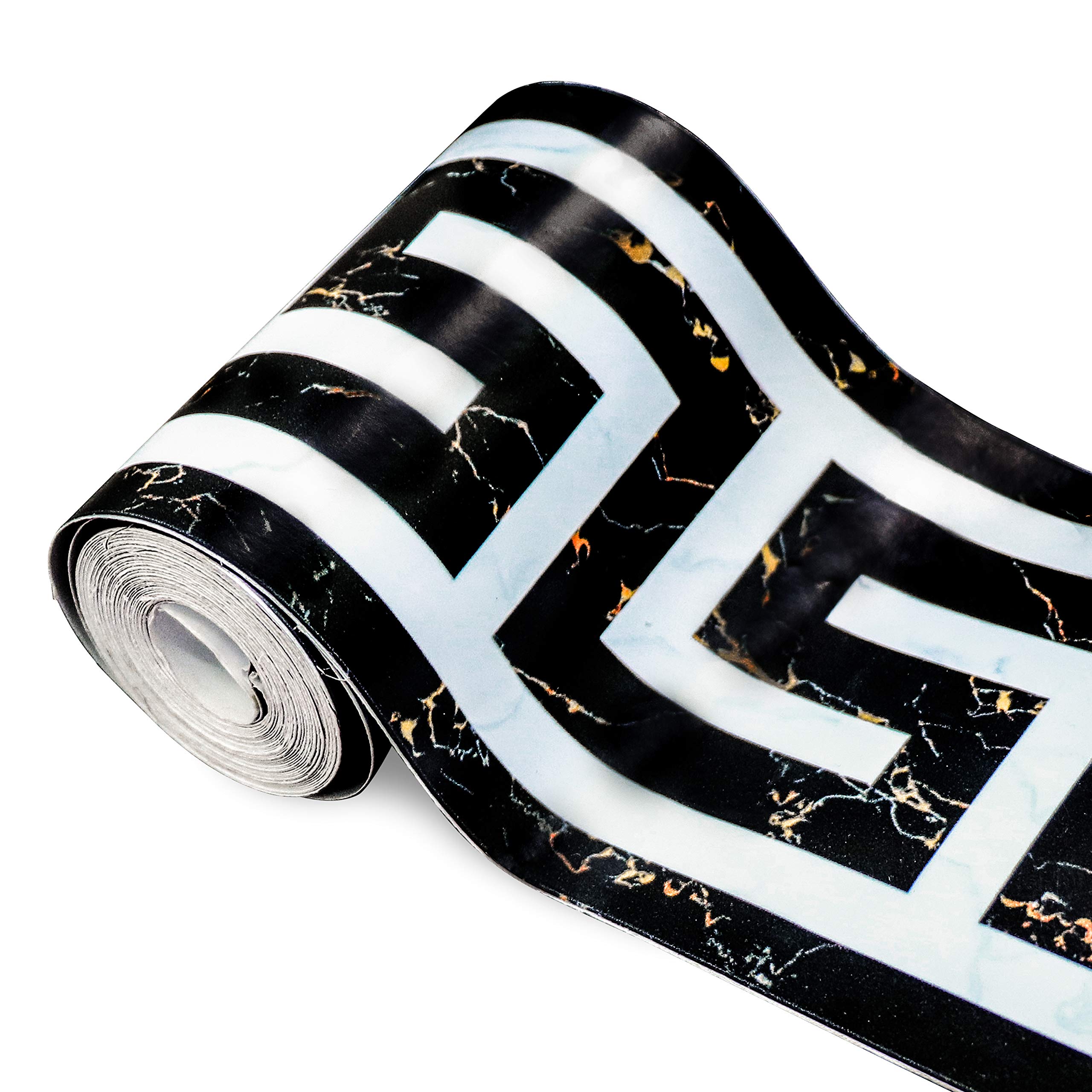 Soyizom PVC Wallpaper Border Modern Geometric Wall Covering Borders Sticker Peel and Stick Wall Border Backsplash Self-Adhesive Border Decortaive Tile Stickers Kitchen Cabinet Toilet Border