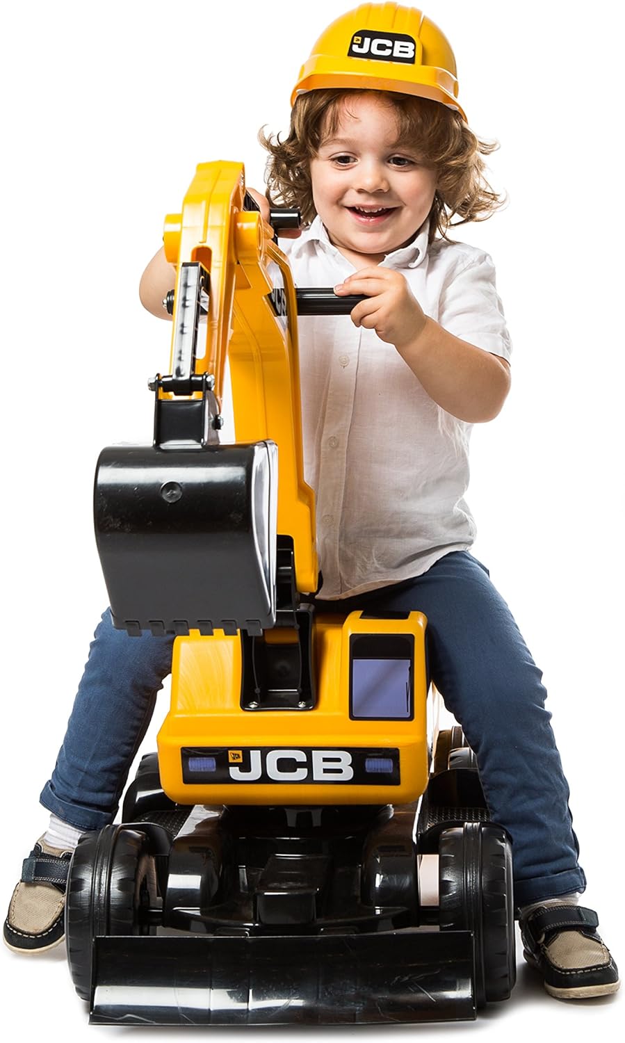 jcb excavator trailer and helmet ride on