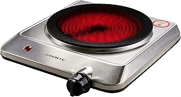 Ovente 1000W Single Hot Plate Electric Countertop
