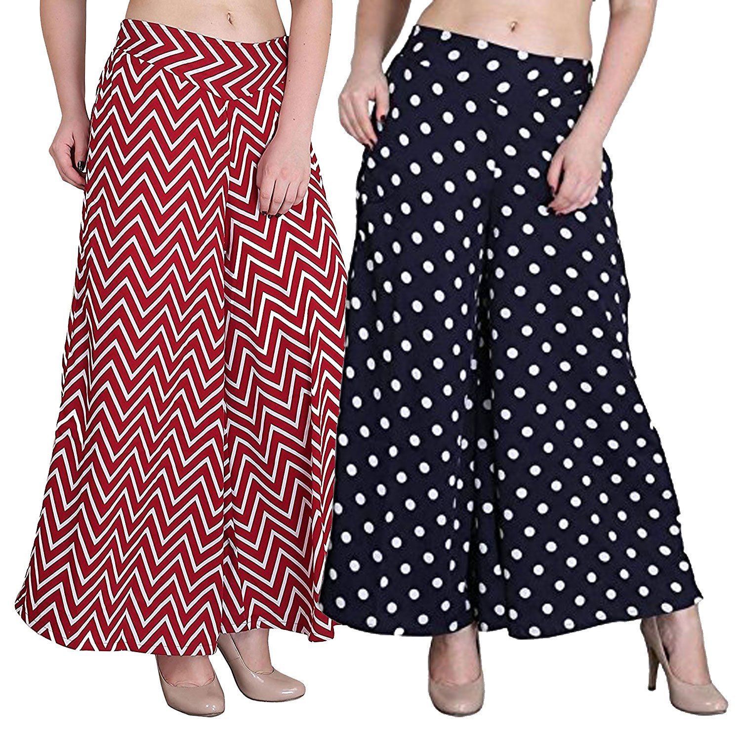 shmayra regular fit women's multicolor palazzo pants for womens with inner & pocket trousers combo (pack of 2) plazo pants for girls/womens plazzo pants for