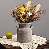 Quoowiit Ceramic Rustic Farmhouse Vase, Distressed Decorative Flower Vases for Home Decor, Ideal Shelf Decor, Boho Vase for Living Room Bedroom Kitchen Office Centerpiece Table Decorations