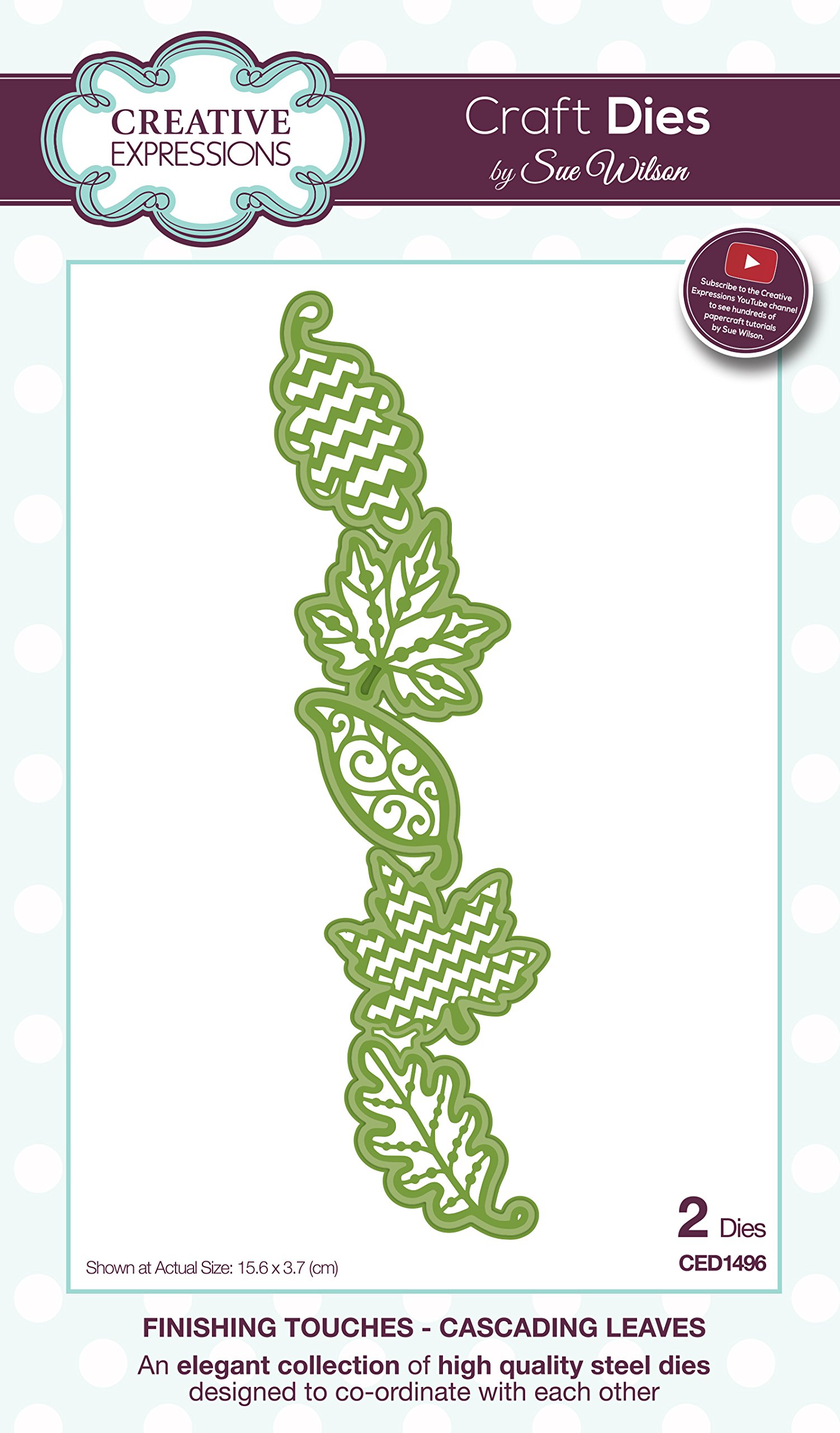 Sue Wilson Finishing Touches Cascading Leaves, Metal, Silver, 15.6 x 3.7 x 0.6 cm