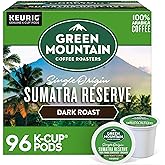 Green Mountain Sumatra Reserve Coffee, K-Cup Pods, 96 Count | Dark roast single origin, 100% Arabica, Dark chocolate &amp; dried fruit notes, Responsibly sourced, Kosher, 4 Packs of 24
