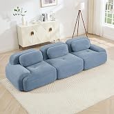 GNIXUU 116" Blue Boneless Modular Sectional Sofa, 3 Seater Cloud Couch | Sectional Couches for Living Room, 27.5" Deep Seat, Oversized Comfort, Corduroy Fabric, 32D Sponge, Wide Armrest, No Assembly