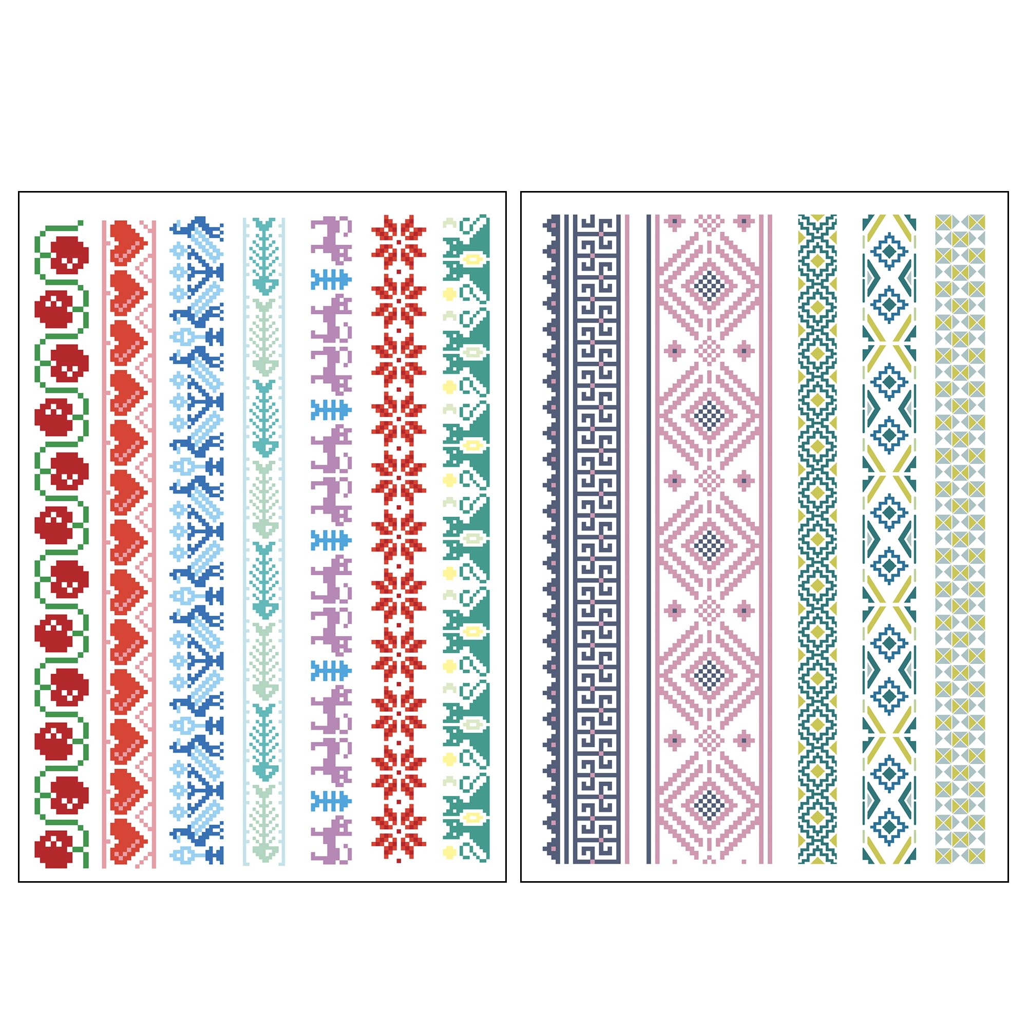 Everjoy Colorful Pixels Style Arm Wrist Temporary Tattoo Stickers - Waterproof Vintage Patterns Armband Body Decorations for Women and Girls — image 1