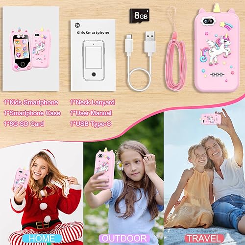Nikuku Kids Phone for Girls, Kids Smart Phone Christmas Birthday
