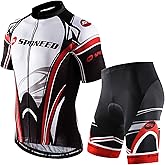 sponeed Bike Jersey and Compression Shorts sets Men's Biking Shirt with Pockets Ride Clothing Gear