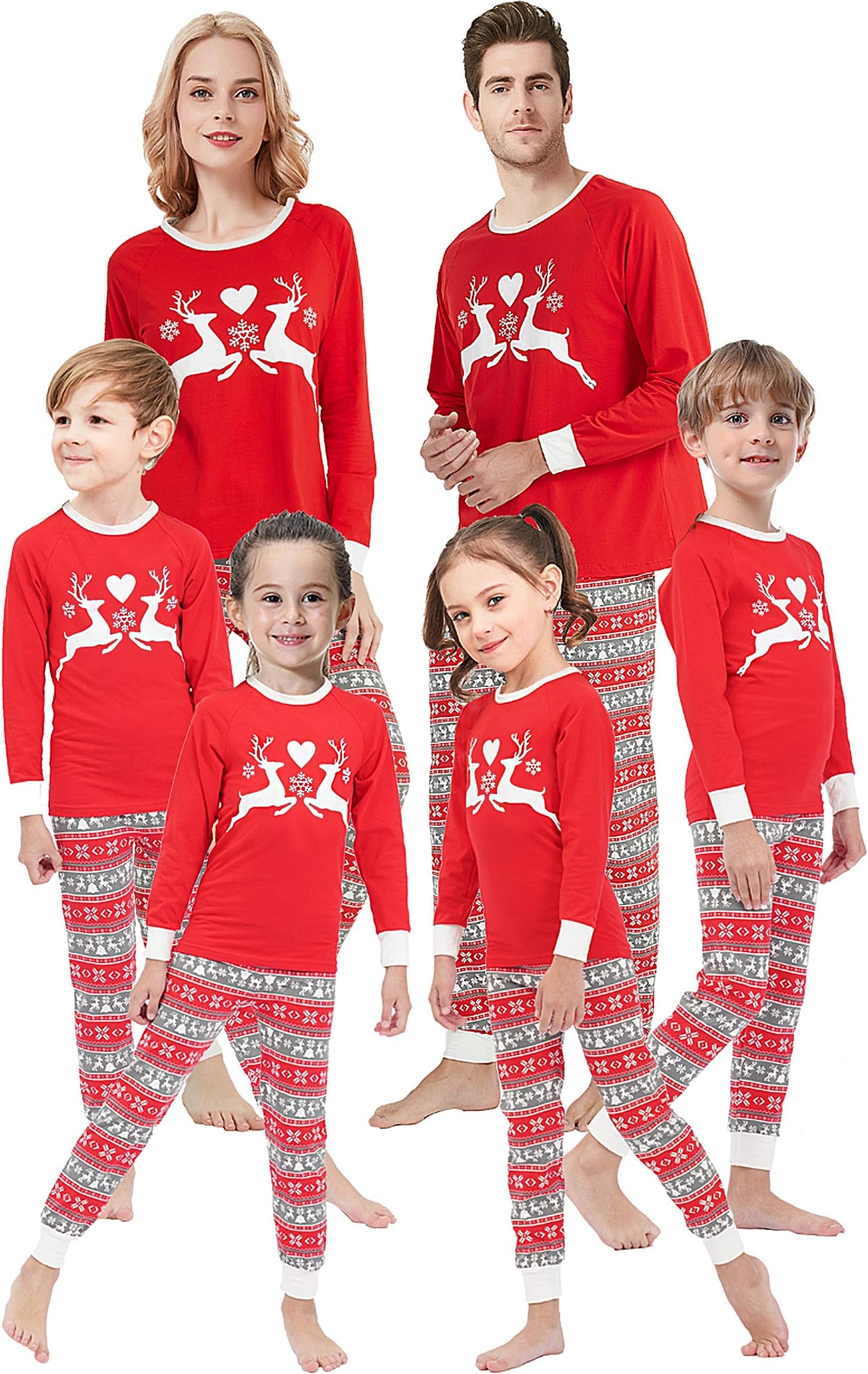 Christmas Family Matching Pajamas Set Santa's Deer Sleepwear for The Family Boys and Girls