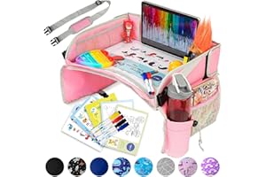 PILLANI Kids Travel Tray for Car - Car Seat Tray for Kids Travel, Road Trip Essentials, Carseat Table for Roadtrip Activities - Must Have Toddler Lap Desk Organizer for Airplane - Car Accessories