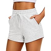 IWD Womens Sweat Shorts Casual Summer Comfy Cotton Shorts Drawstring High Waisted Lounge Shorts with Pockets