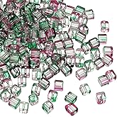 uxcell 200 Pcs Crystal Cube Beads, 7mm Clear Glass Faceted Square Spacer Beads Craft Making Supplies for Jewelry DIY Bracelet Earring Necklace, Peacock Green