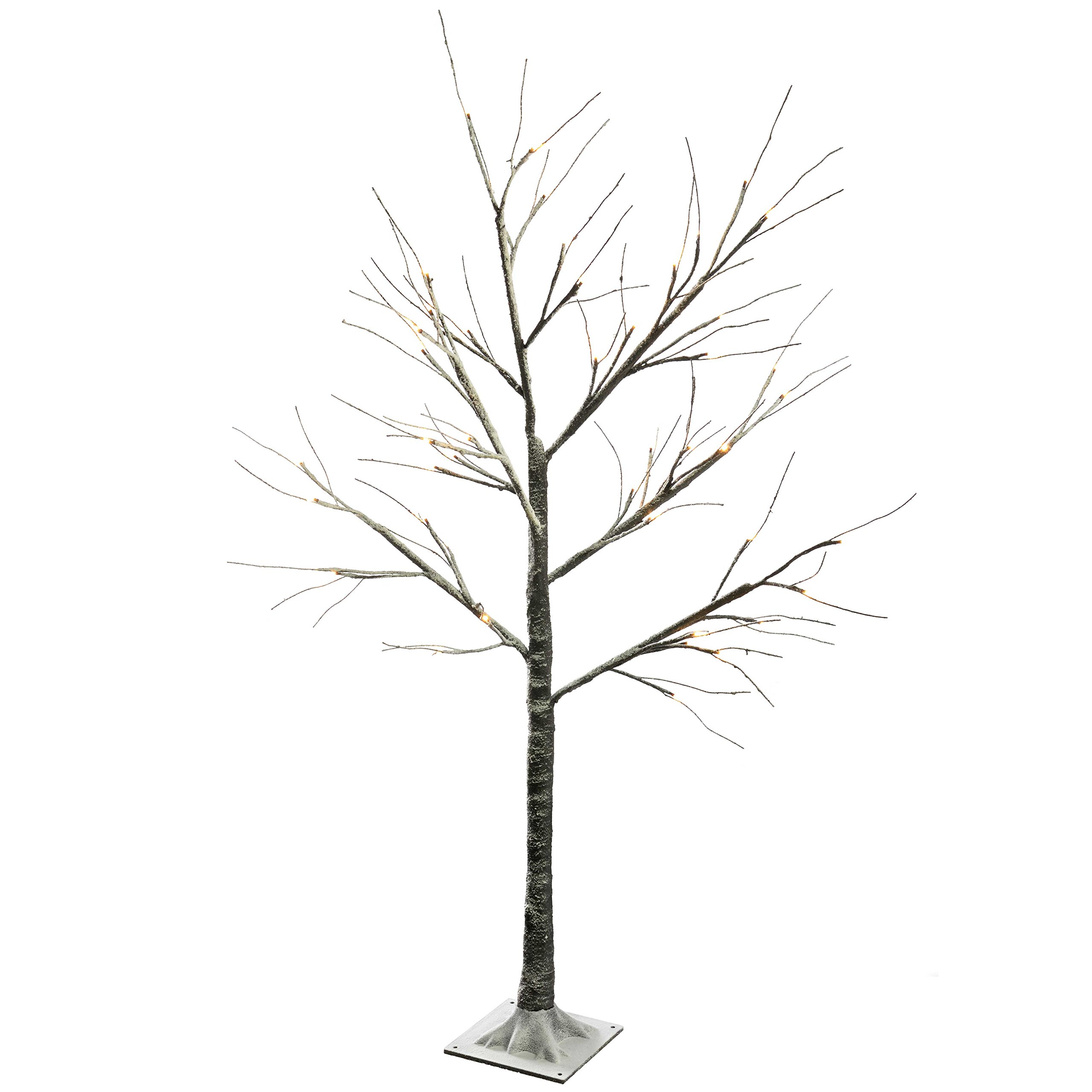 WeRChristmas Pre-Lit LED Tree with Snow Christmas Decoration, 4 feet/1.2 m - Brown/White