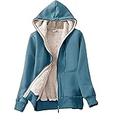 Yeokou Women's Casual Full Zip Up Sherpa Lined Hoodie Sweatshirt Jacket Coat