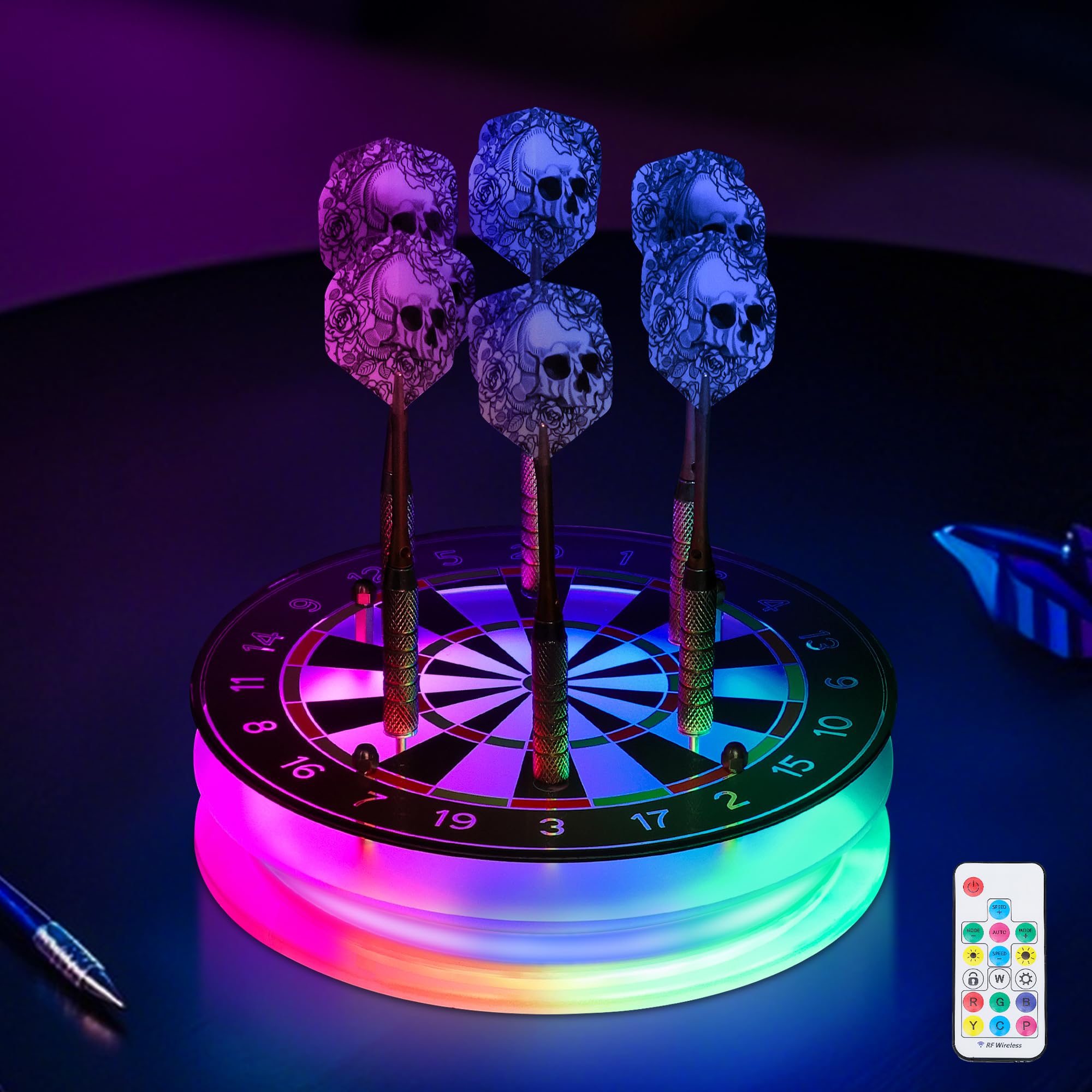 CoolGift Mart Leuchtender Dart-Halter, Acryl Dart Stand mit mehreren Farbmodi und Helligkeit Einstellung Funktion mit Fernbedienung, Geburtstag Weihnachten Geschenke für Männer oder Darts-Enthusiasten 2