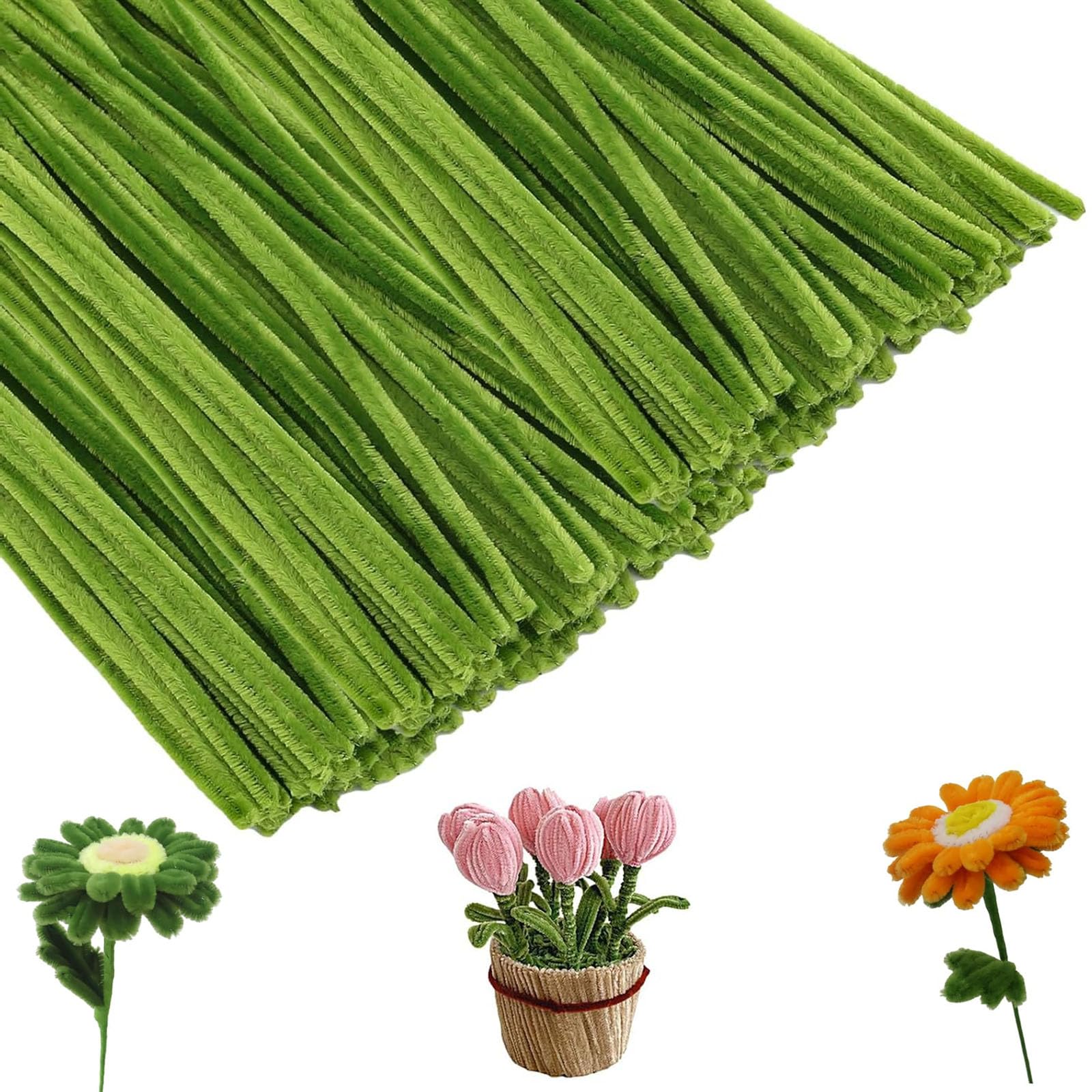 200 Pcs 30CM Green Pipe Cleaners for Craft, Suitable for Handmade DIY Crafts, Making Flower Garlands, Holiday Decorations