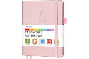 UpUGo Password Book with Alphabetical Tabs, Internet Address and Password Keeper Notebook for Computer & Website Logins, Medium Compact Size, Rose Gold