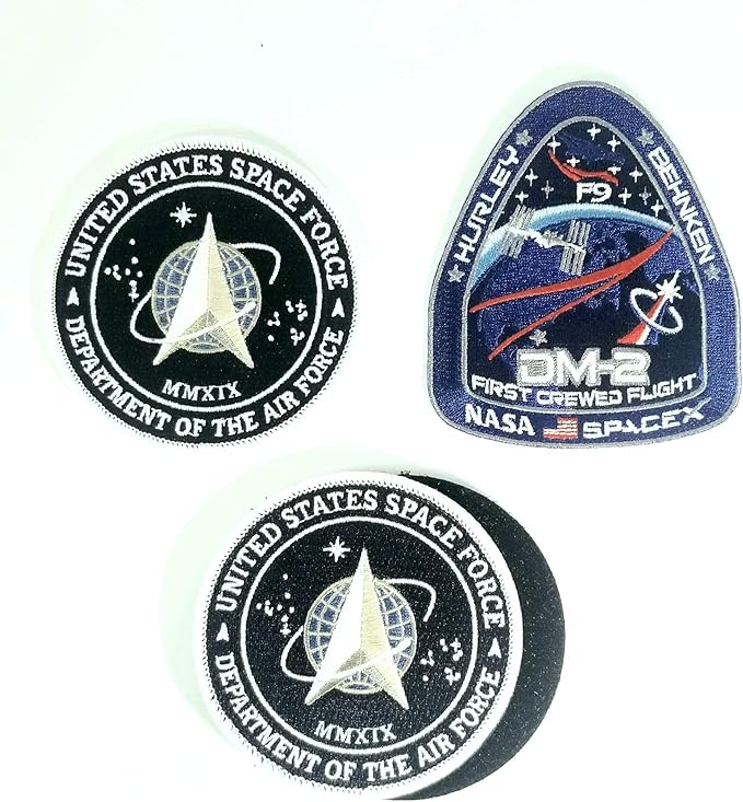 Nasa Spacex Dm 2 Logo First Crewed Flight And Space Force Ussf Patches 3 Pack Arts Crafts Sewing Amazon Com